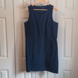 Navy blue knee length sheath dress with pockets